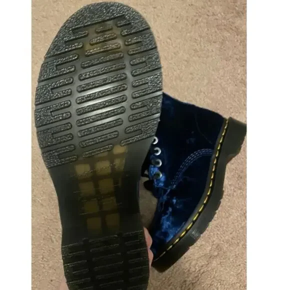 Dr Martens 1460 Deep Blue Crushed Velvet Boots - US 8 - Picture 4 of 8